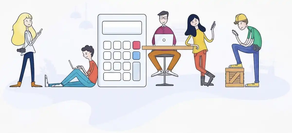 People using calculators together